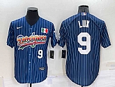 Los Angeles Dodgers #9 Gavin Lux Number Rainbow Blue Red Pinstripe Mexico Cool Base Nike Jersey,baseball caps,new era cap wholesale,wholesale hats